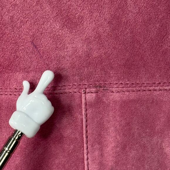 Vintage 90s Y2k Pink Suede Leather Mid Length Jacket Mod Retro Whimsy Twee S - Picture 6 of 6